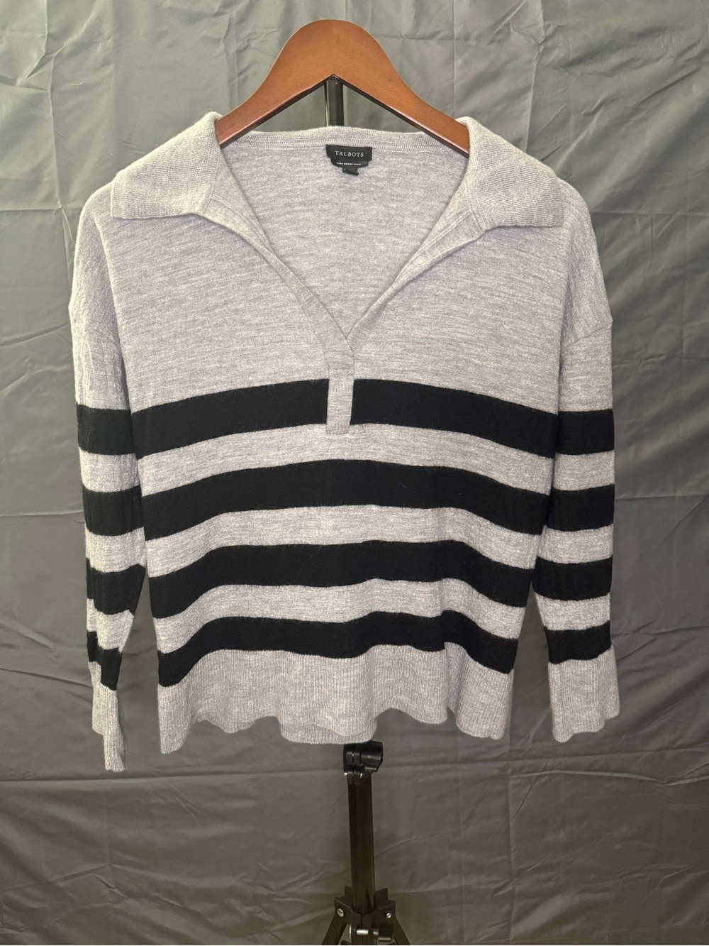 Talbots Striped Collared Johnny Polo Pullover